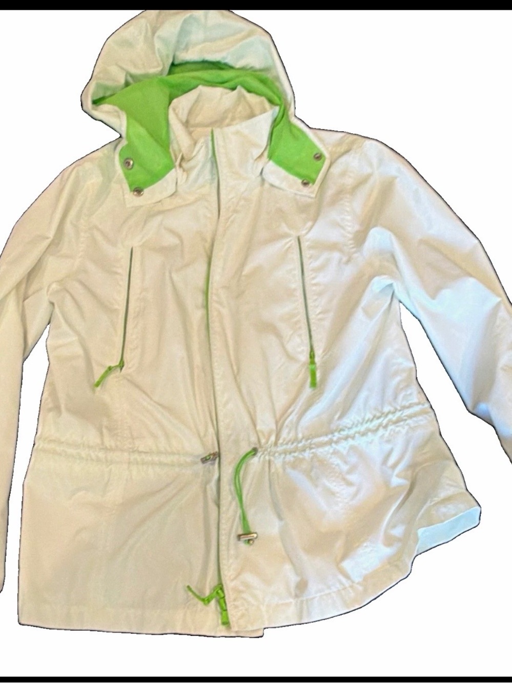 Ralph Lauren White Hooded Jacket with Lime Green Trim